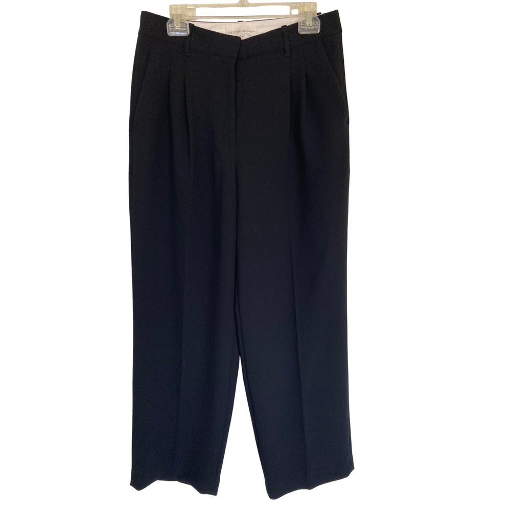 Wilfred Aritzia The Effortless Pant Black High Waist Wide Leg Crepe Trousers 10